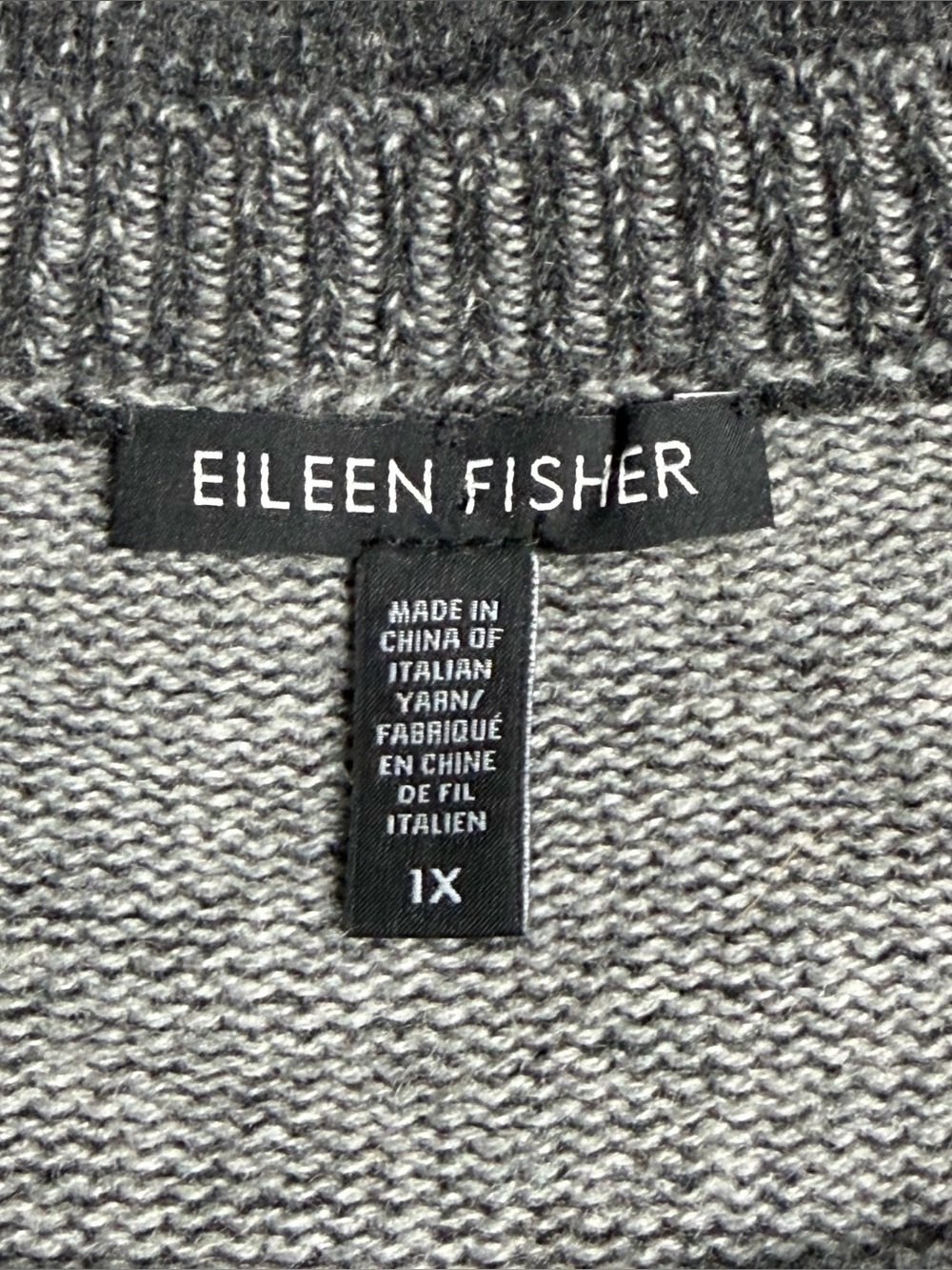Eileen fisher cashmere & wool sweater 1X gray relaxed quiet luxury minimalist - Picture 4 of 7